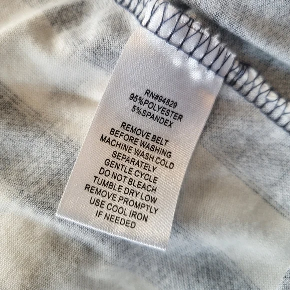 Derek Heart Blue Striped Belted Summer Dress Button Down Off Shoulder Option - Picture 9 of 9